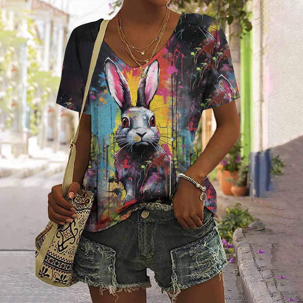 Women's T Shirt Funny Cat Print Casual Short Sleeve 3d T Shirts Summer Streetwear Crew Neck Pullover Oversized Female Clothing