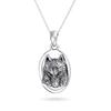 Unisex Medium Oval Animal Totem Amulet Wicca Jewelry Werewolf Necklace Pendant for Women Teens Men Oxidized Sterling Silver .925