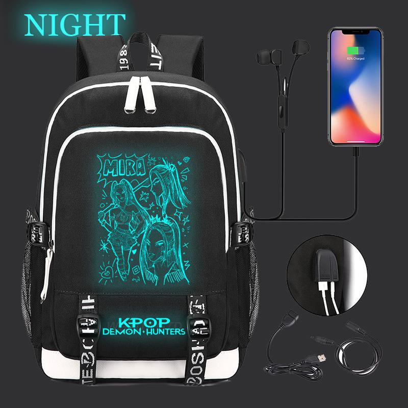 Animation Cartoon Peripheral Casual Luminous Backpack Multi-Function With Usb Schoolbag Large Capacity