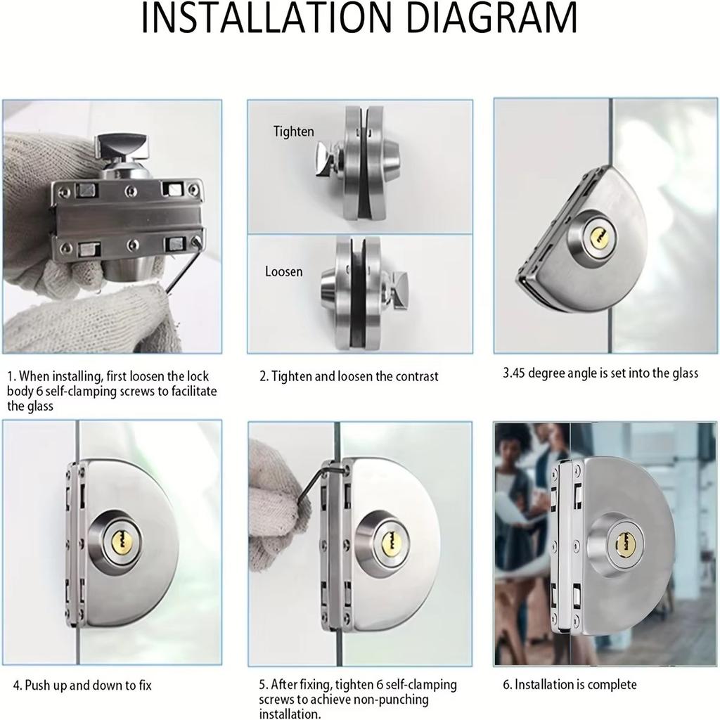 Подходит для 1/2 "стекла, 10 мм - 12 мм, нержавеющая сталь, двойной болт, поворотный раздвижной замок для контроля доступа, офисная стеклянная дверь