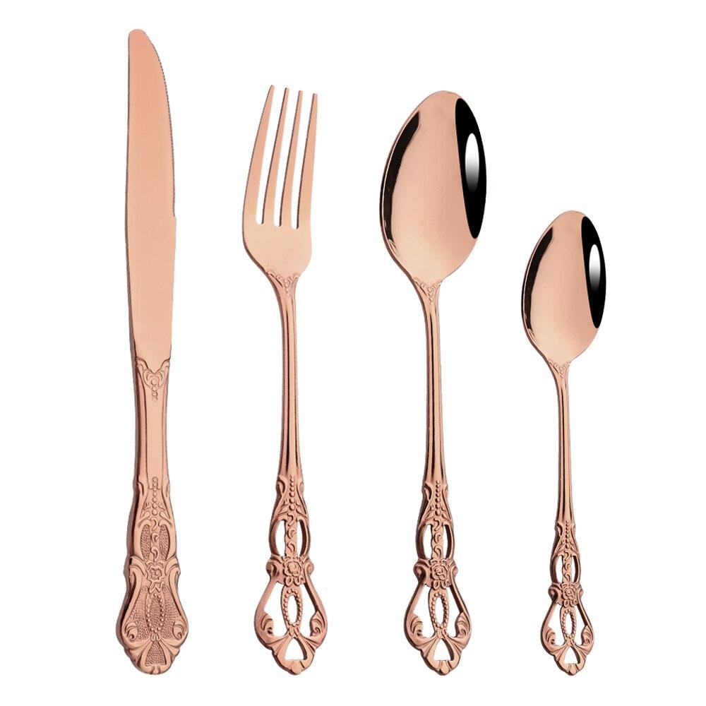 4 шт. серебряный королевский набор столовых приборов, роскошная столовая посуда из нержавеющей стали, нож, ложка, вилка, кухонная посуда, столовое серебро