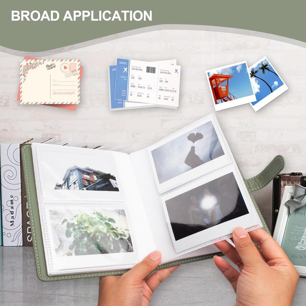 VOVMOEYA 80 Photo Album For Fujifilm Instax Wide for Polaroid Instant Instax Album Mini Inch Size 20 Pages Holds 80 Photos Light Instax Wide Pocket