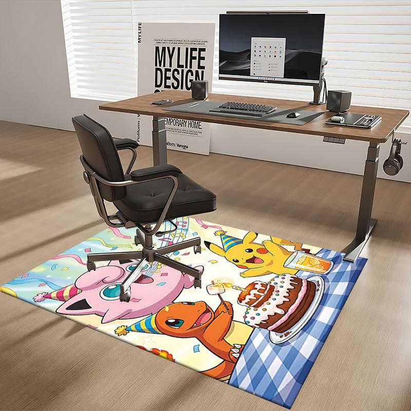 1pc Pikachu, Charmander & Jigglypuff Birthday Party Chair Mat, Non-Slip Carpet for Office, Home Decor, Living Room, Bedroom, Game Room, Festive Gift,