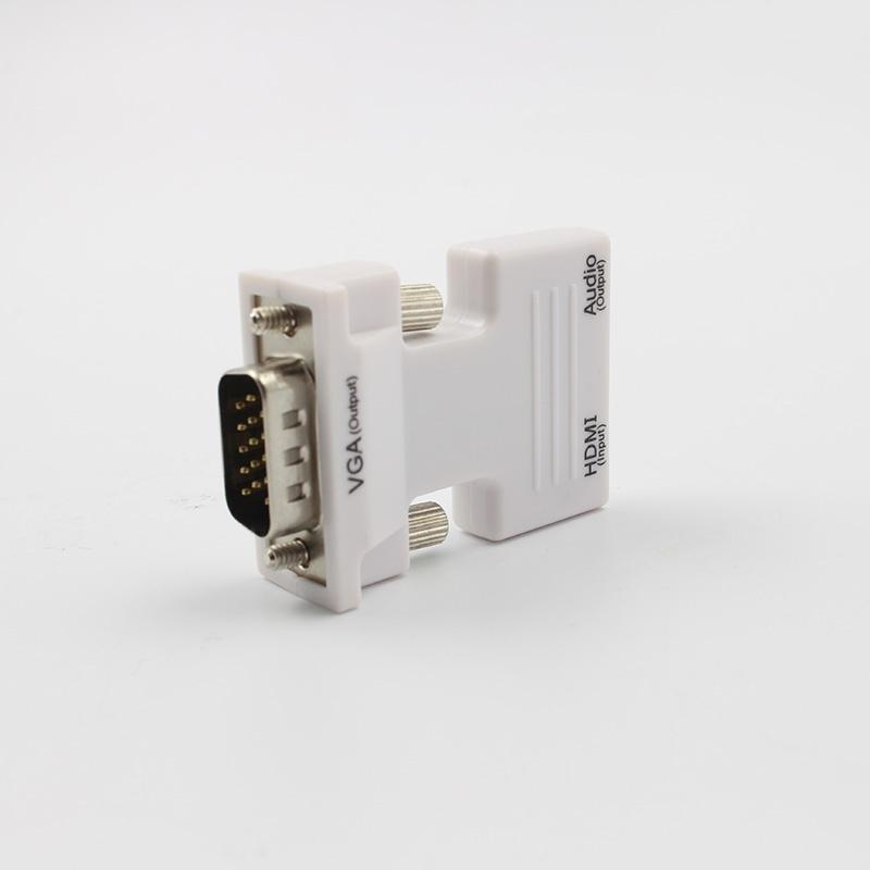 Компактный адаптер HDMI Female to VGA Male с поддержкой аудио, разрешение 1080P