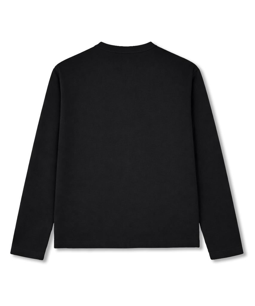 POLYGRAM Стильная полуукороченная футболка-henley с длинным рукавом, которую можно стирать - Черная