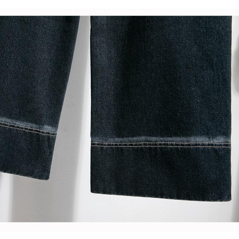 Dimanaf 2025 Большие размеры Женские весенние джинсы Длинные шаровары Повседневные эластичные базовые брюки с высокой талией Синие