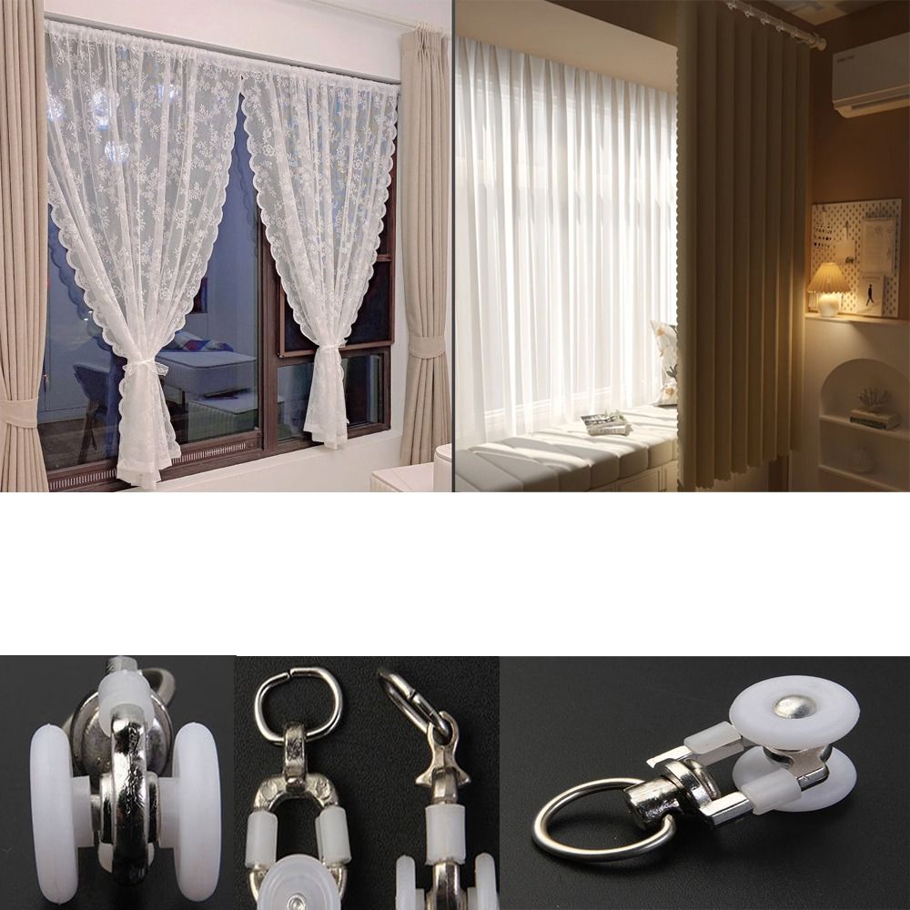 Durable Curtain Track Roller Silent Hooks Drapery Rail Sliding Glider Ceiling Pulley