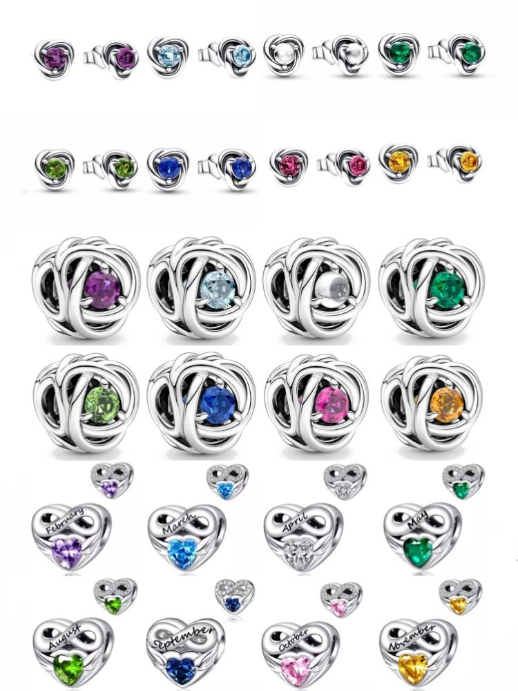 2025New 925 Silver Zodiac Bead Earrings Suitable for Original European Bracelets DIY Accessories Women's Exquisite Jewelry Gifts