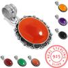 925 Sterling Silver Pendant Women Gemstone Handmade Jewelry Thanksgiving Gift Amber Amethyst Black Onyx Carnelian Garnet Quartz Green Onyx Gold Stone