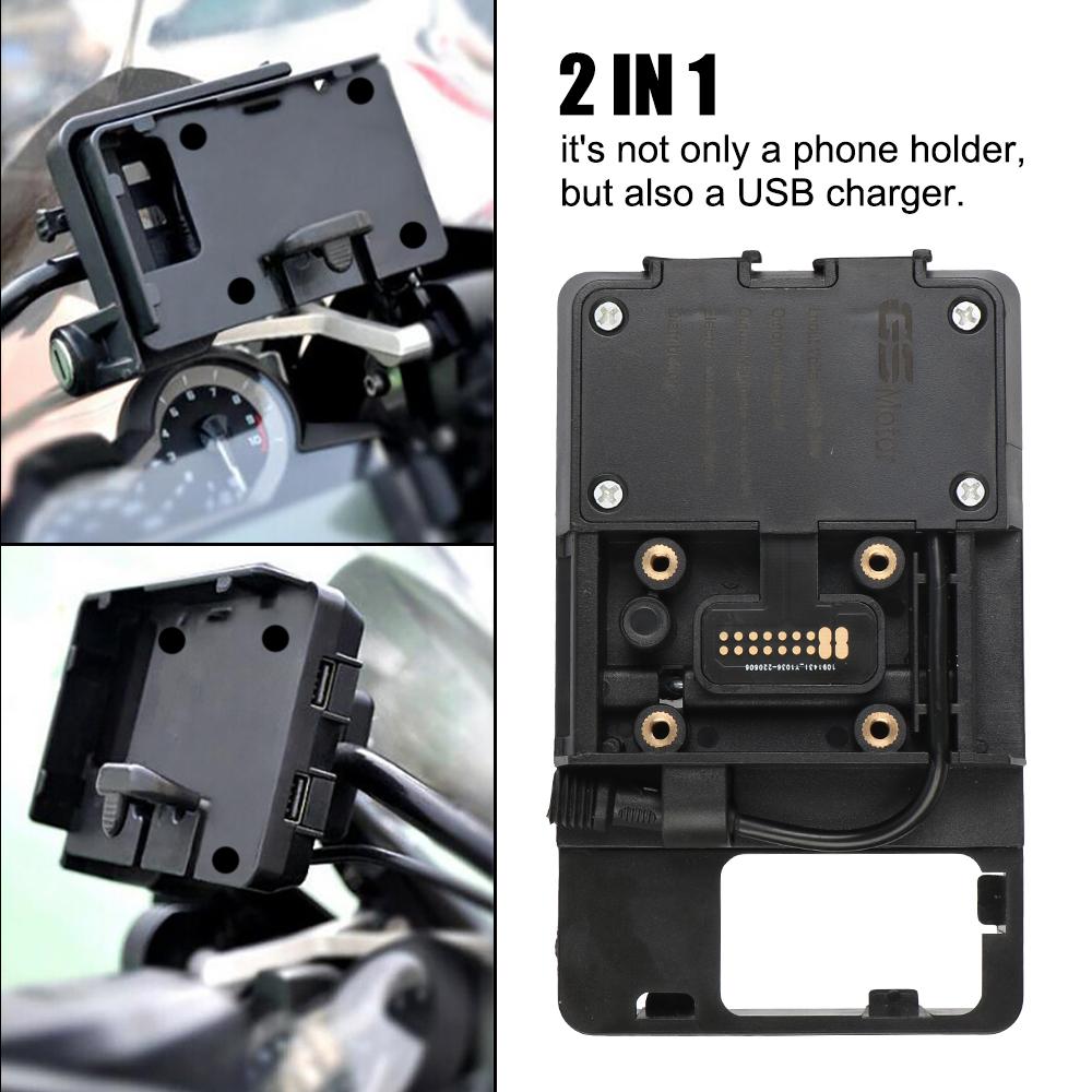 12-30V For BMW R1200GS ADV F800GS F700GS Honda CRF1000L Africa Twin 2016 USB Charger Universal Mobile Phone Holder Fit 12mm Roll Bar