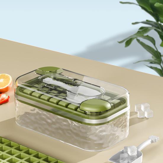 Лоток для льда с крышкой и контейнером для предотвращения запахов 32 решетки Лотки для кубиков льда Легкосъемный льдогенератор нажимного типа для морозильной камеры Виски Коктейль Кофе Чай