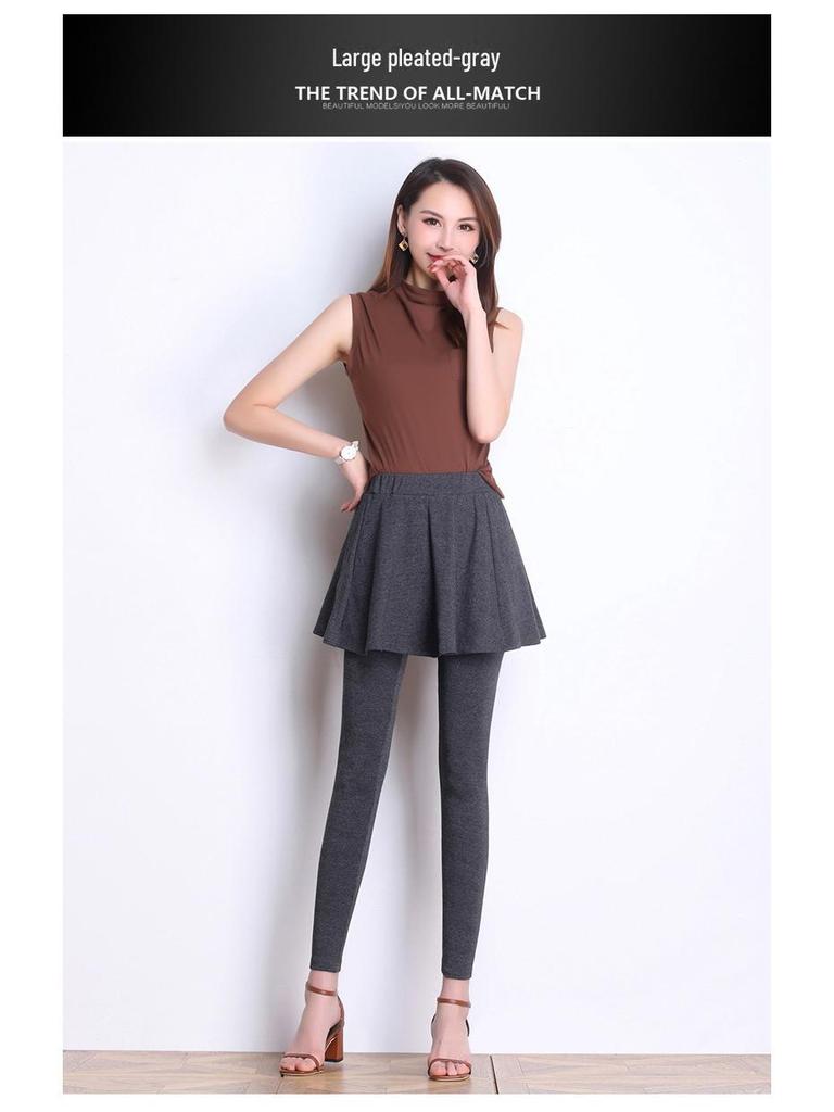 Женские леггинсы с плиссированной юбкой больших размеров - штаны для йоги весна/осень 2024 года 