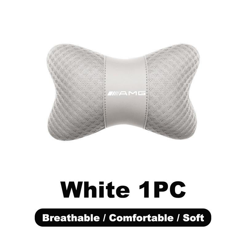 CRY1 Ice Silk Car Seat Neck Pillow Headrest Rest Support Cushion Pad For Mercedes Benz Amg A GLC GLA GLE W205 W212 X156 W166 Sticker