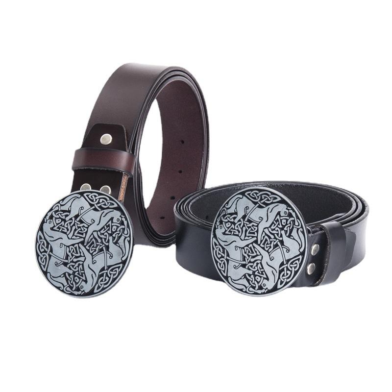 Пряжка для ремня Celtic Personality, устойчивая к царапинам, пряжка из сплава, цельный винтажный ремень из коровьей кожи для джинсов
