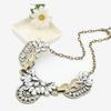 Womens Large Fashion Crystal Charm Statement Bib Necklace Silver