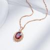 Oval Red Zircon Women's Necklace Hollow Texture Large Pendant Golden Boho Vintage Jewelry Simple Luxury Accessories