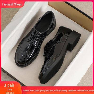 Женские черные кожаные мокасины осень 2025 года — туфли на шнуровке в британском стиле с мягкой подошвой