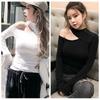 Женский топ с воротником-стойкой и длинными рукавами, женская футболка с вырезами и открытыми плечами