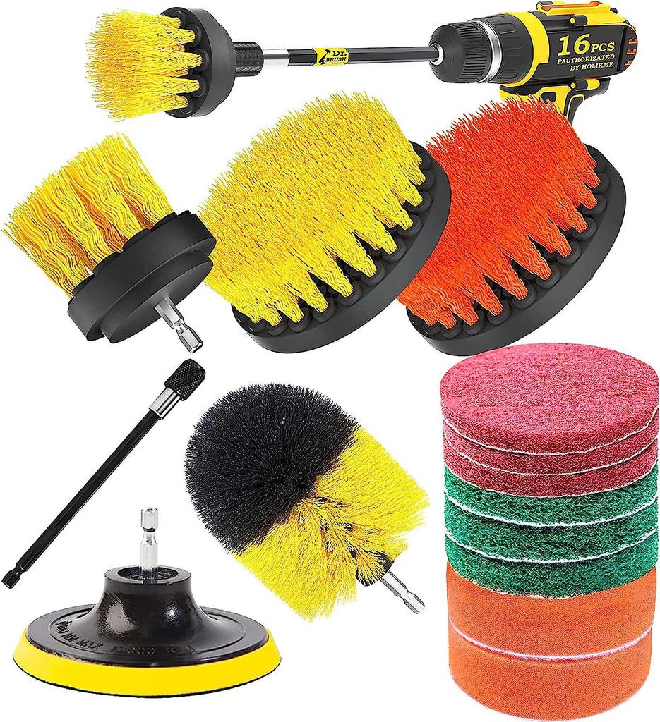 Electric Drill Brush Set: 12-14 Pieces for Cleaning, Polishing, & Grinding with Round Disc for Tile and Carpet