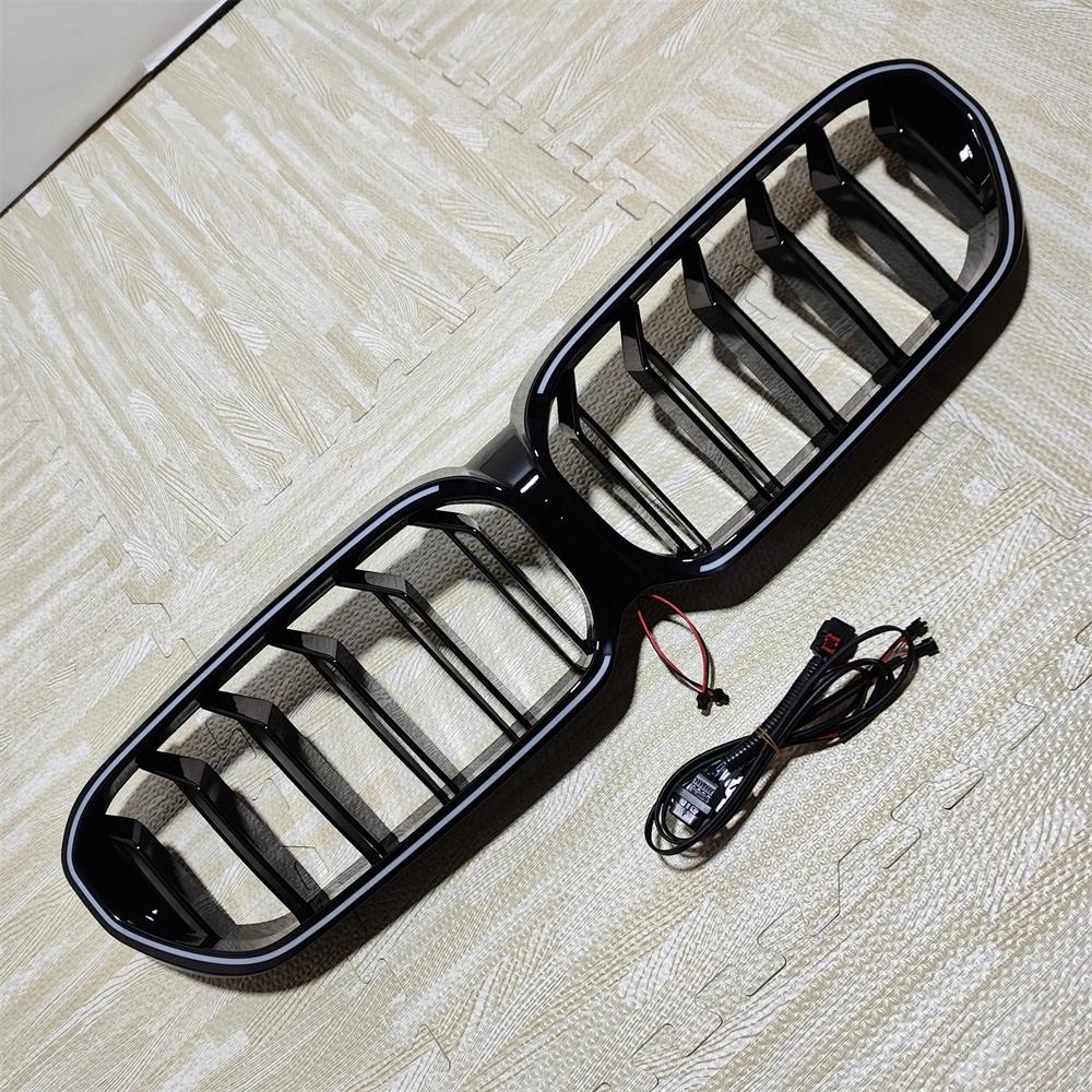 LED Lights Car Front Bumper Kidney Grill Grilles For BMW 5 Series G30 G31 F90(M5) LCI 2020-2023 ABS Gloss Black Bodykits Tuning