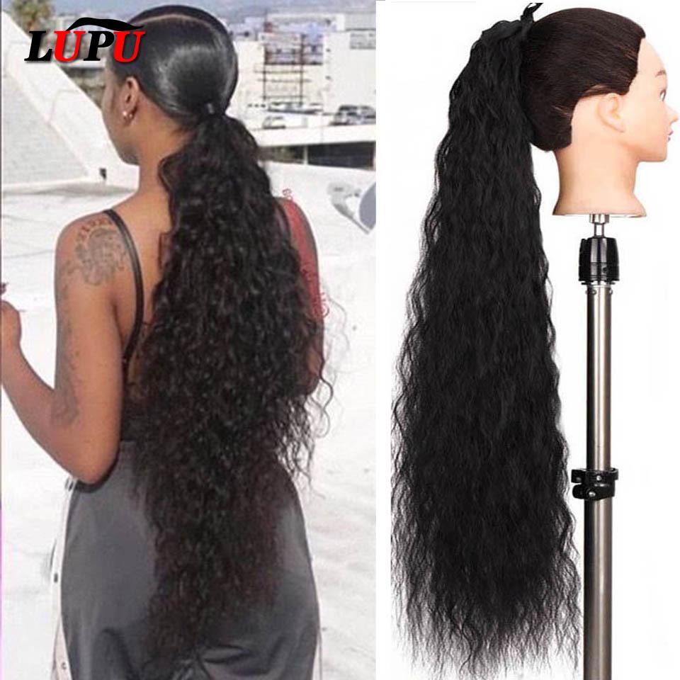 Женский хвост, длинные волнистые волосы, на заколке, конский хвост, черный, светлый, синтетическое термостойкое волокно LUPU