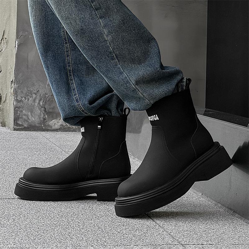 Новые ботинки Мартин мужские 2024 осень и зима на небольшой толстой подошве с увеличением роста, локомотивные тонкие короткие ботинки 5024-J