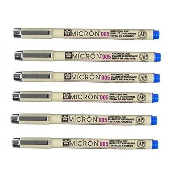 Sakura Pigma Micron Pens Tip Size 005 (0.20mm Line Width: Drawing, Sketching, Writing (Blue/Red)