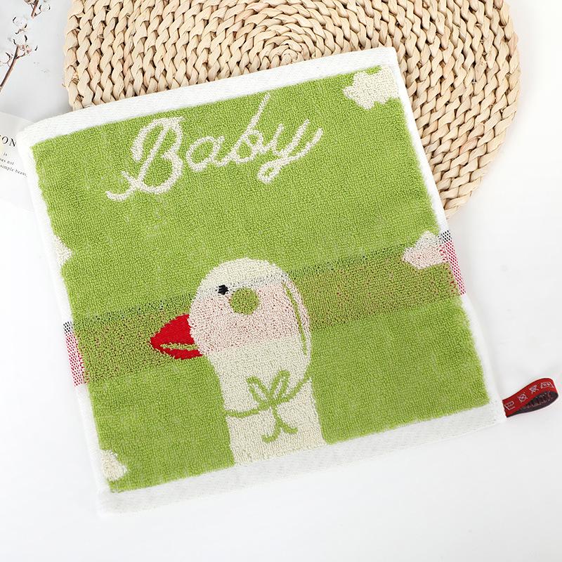 Мультяшное полотенце для рук с жаккардовым рисунком «Щенок и медвежонок», быстросохнущее, 100% хлопок, 25x25 см.