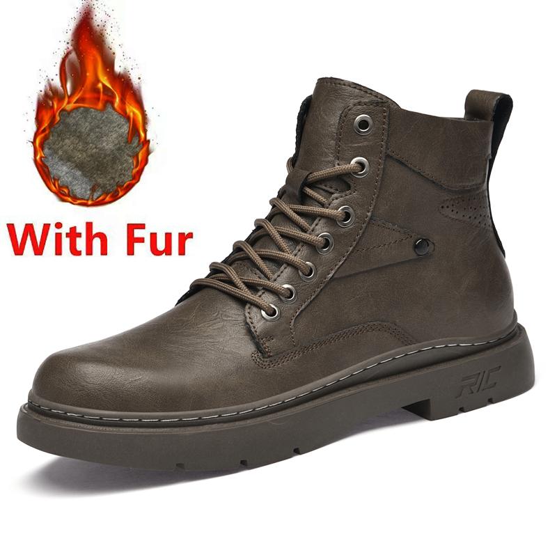 FashionHigh Quality Male Comfort High Top Walking Shoes Genuine Leather Male Casual Ankle Boots Luxury Brand Warm Winter Boots for Men