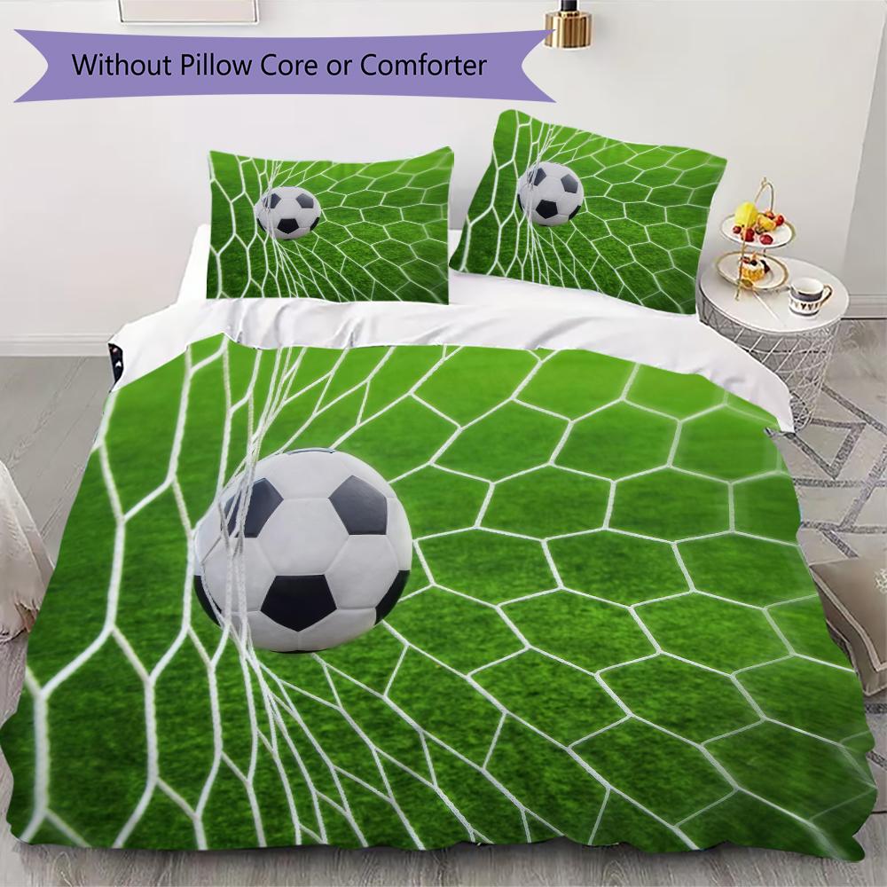 1PC Soccer Football Theme Bedding Quilt Set Quilt Cover Pillowcase Home Decoration Birthday Gift (1 * duvet cover + 3 * pillowcase, without core)A2