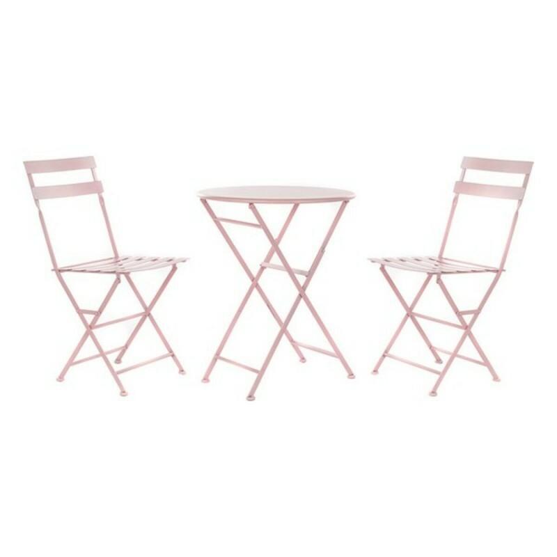 DKD Home Decor-Conjunto de Mesa con 2 Sillas DKD Home Decor MB-177410 Rosa 60 x 60 x 75 cm (3 pcs)