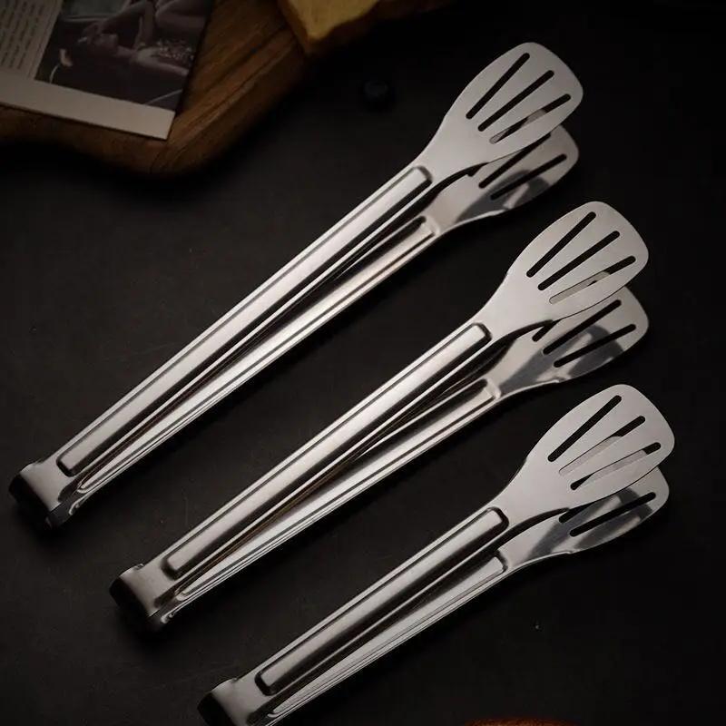 304 Stainless Steel Food Tongs BBQ Non Slip Barbecue Steak Clip Frying Fish Grill Bread Clips Cooking Tongs Kitchen Gadgets