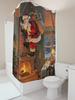 Santa Claus Climbing Chimney with Gifts Christmas Shower Curtain Festive Decor for Bathroom Christmas Party Home Accent