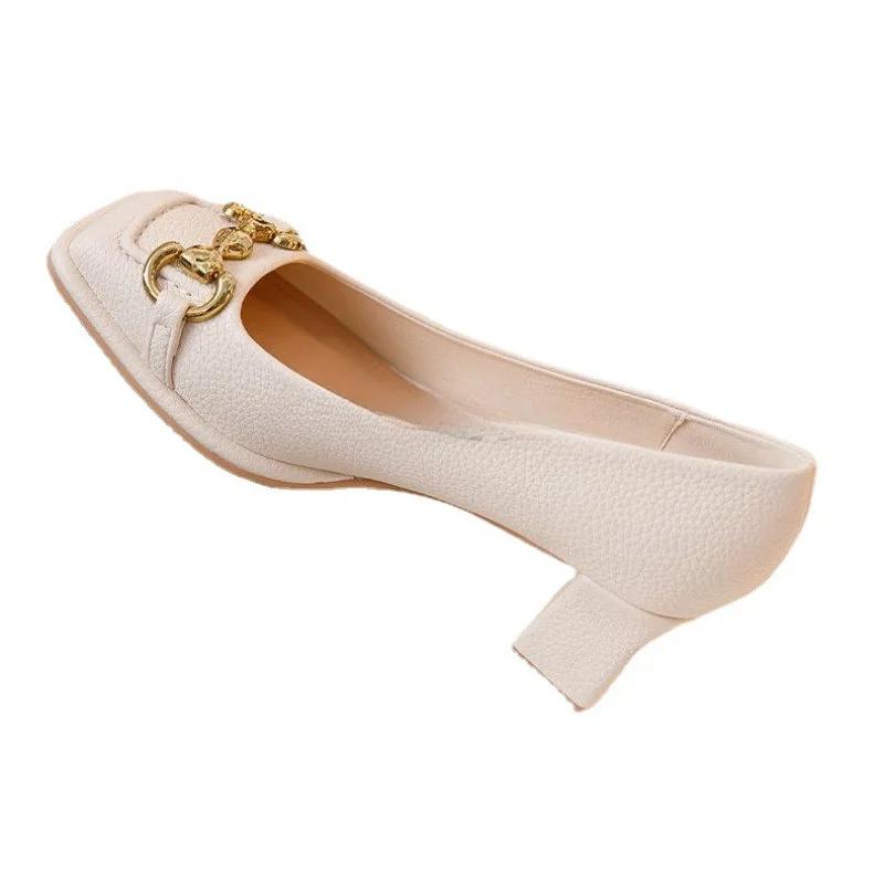 Мода 2024 года, лето, новые модные удобные женские туфли с квадратной головкой и мелким носком