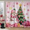 Merry Christmas Bathroom Curtains Snowman Christmas Tree Gift Red Truck Polyester Fabric Washable Shower Curtain Bathroom Decor