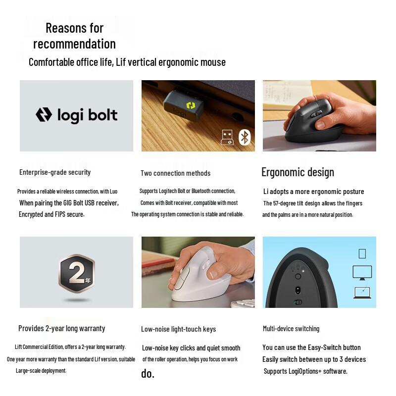 Logitech Lift Ergonomic Vertical Wireless Mouse