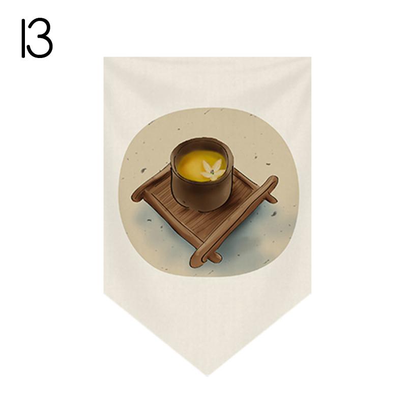 Japanese Tea Room Partition Door Head Curtain Signboard Chinese Style Hanging Short Curtain Restaurant Teahouse Decor Pennant