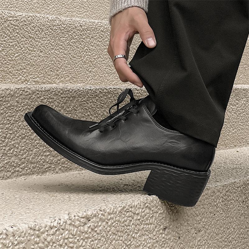 Мода 2025Новые Повседневные Дерби из Натуральной Кожи Мужские Туфли Британский Стиль Удобная Платформа Шнуровка Деловая Обувь Ручной Работы Дизайнерская Обувь