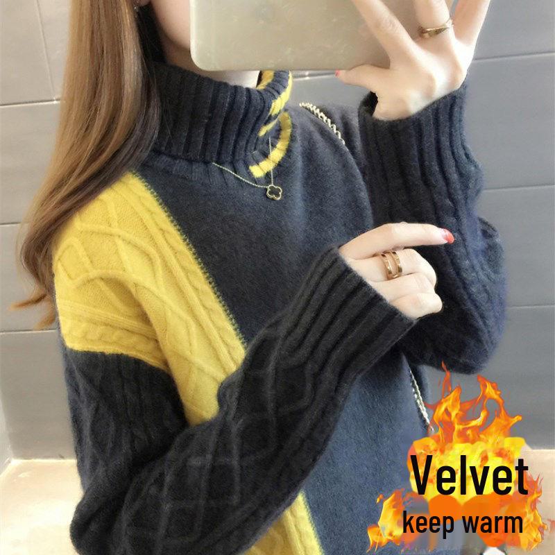 Женские свитера с высоким воротом и свободная верхняя одежда в корейском стиле 2024 года на осень и зиму