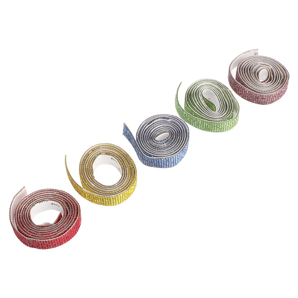 7 Row 5 Yard Self Adhesive Rhinestone Strip Rhinestone Ribbon Trim Band for DIY Decoration 1.5cm Width
