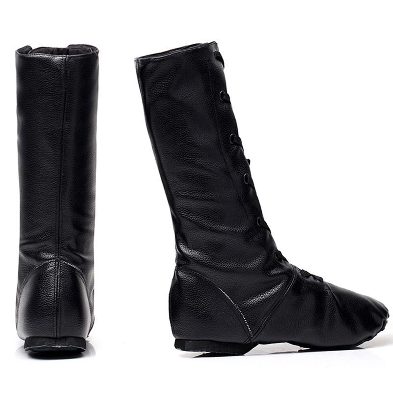 Размер 30-45, высокие танцевальные ботинки из искусственной кожи со шнуровкой, балетные соревнования, джазовые танцевальные туфли