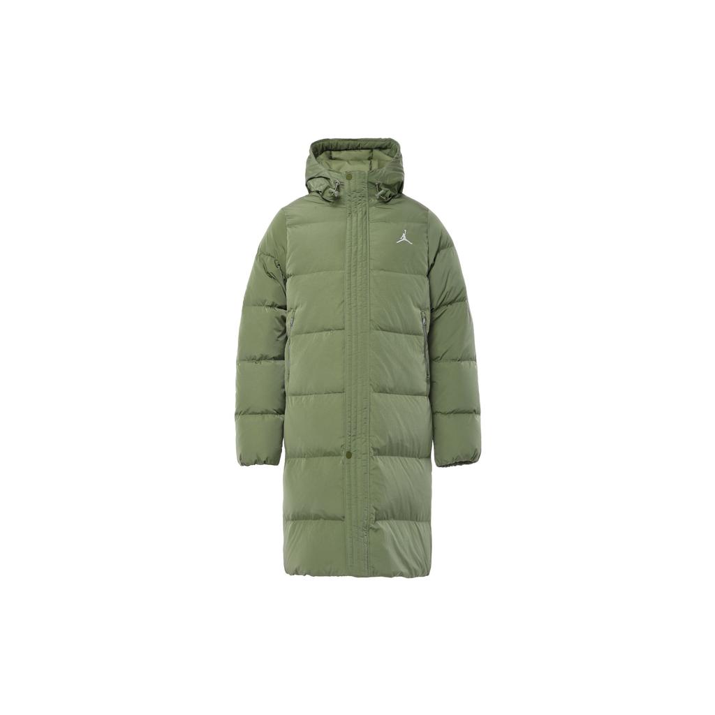 Jordan Essentials Hooded Zip-Up Mid-Length Down Jacket Men Outerwear Light-Olive-Yellow FB7314-340