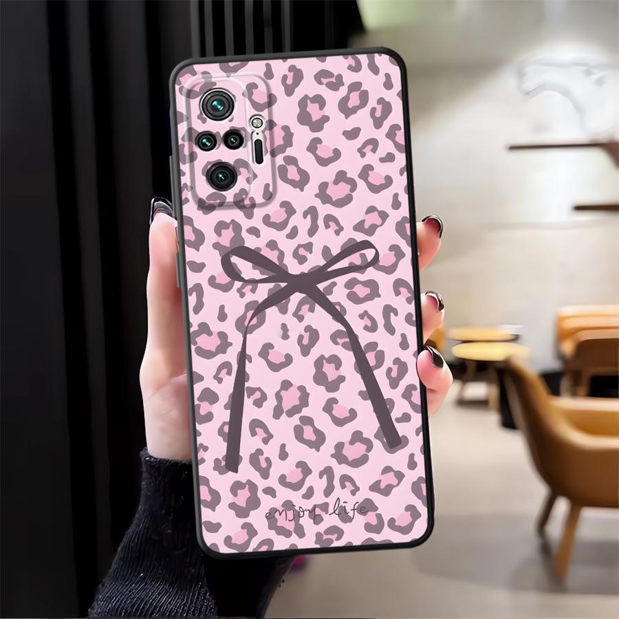 Креативный чехол-бампер с леопардовым принтом и бантом для Xiaomi Redmi Note 14 A1 12C 13C 14C A3 12 11 13 Pro Plus A4 A5 K80 9 8 7 10 A2