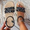 Модные женские сандалии с цветочным декором, летние плоские сандалии, легкие, удобные, пляжная обувь, женские модные сандалии с цветочным узором для платья