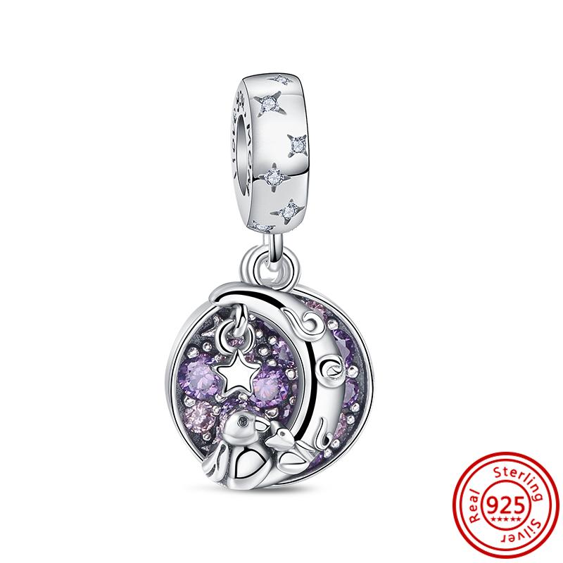 S925 Серебряный Призрак Фиолетовый Сердце Цветок Красный Вишня Синий Хамелеон Бусины Подходит Оригинальный Браслет Подвески Женские Ювелирные Изделия DIY Подарок