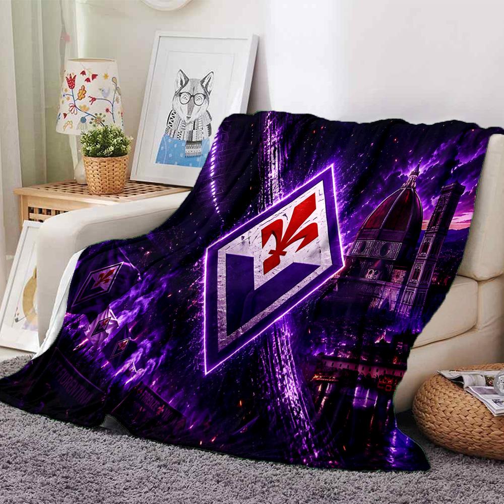 Fiorentina Football Crest Flannel Blanket, Soft Polyester, Modern Design, All-Season for Camping, Travel, Gifts for holidays or birthdays