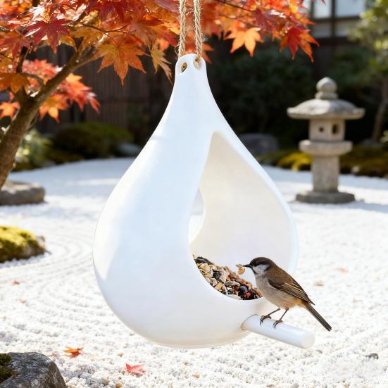 Подвесная кормушка для птиц в форме капли, кормушка для колибри с жердочкой, простая в наполнении, подвесная
