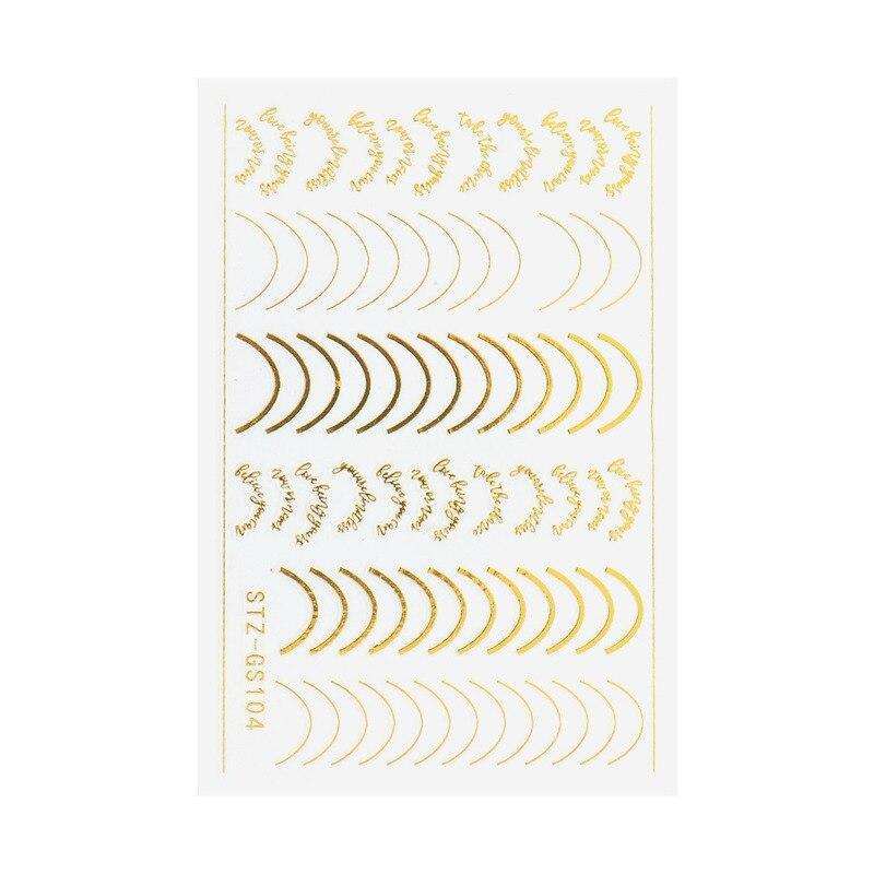 Лента с полосками из розового золота для дизайна ногтей, полосатые линии, геометрия, 3D слайдер для ногтей, гель-лак, наклейки, наклейки для маникюра, украшения