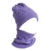 Solid Color Simple And Plush Thick Autumn And Winter Scarf For Women, Two-Piece Warm Knitted Pullover Hat, Windproof Brimless Hat