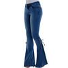 Women Summer Elastic Plus Loose Denim Bow Casual Boot Cut Pant  Jeans
